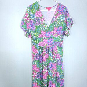 NWOT Lilly Pulitzer Cap Sleeve Floral Jersey Knit Dress Size L